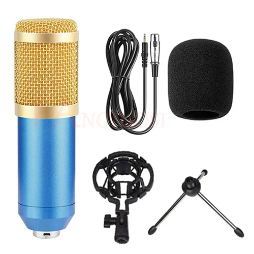 blue and tripod FANGTUOSI BM-800, профессиональный конденсаторный микрофон, 3,5 мм, проводной BM800 микрофон с амортизационным креплением, KTV, караоке, микрофон для компьютера - Цвет: blue and tripod