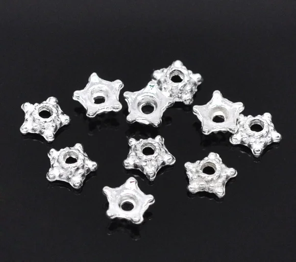 DoreenBeads 500 серебряный цвет цветок бусина колпачки фурнитура 5 мм(B12521