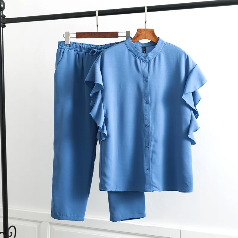 2019 плюс размер женский комплект из двух предметов летняя одежда Повседневная