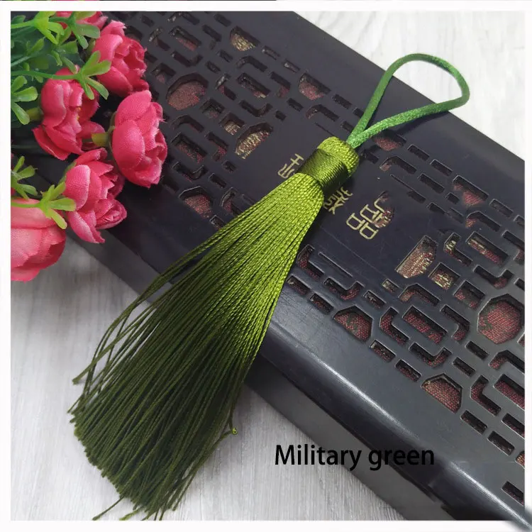 Military green 12 шт./лот, 12 см, висячая веревка с кисточками, шелковая бахрома, декоративные кисточки для шитья штор, одежда, аксессуары для украшения дома - Цвет: Military green