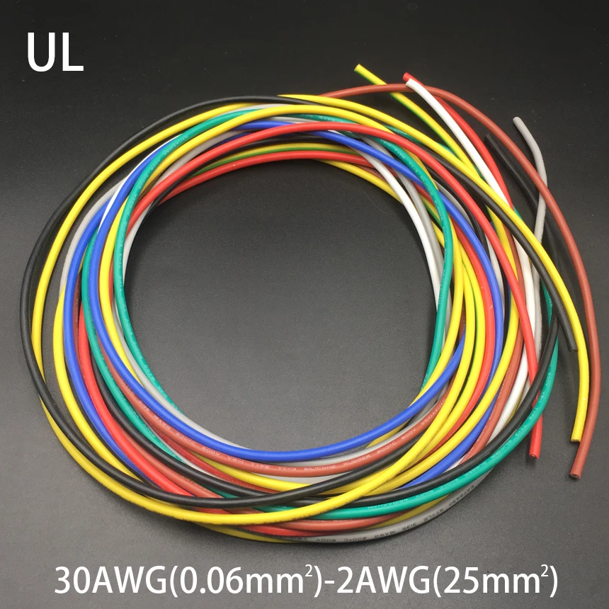 15AWG 1.5mm2 600V 200C 0 08 мм UL упаковочная Луженая Медь силиконового резинов изоляция
