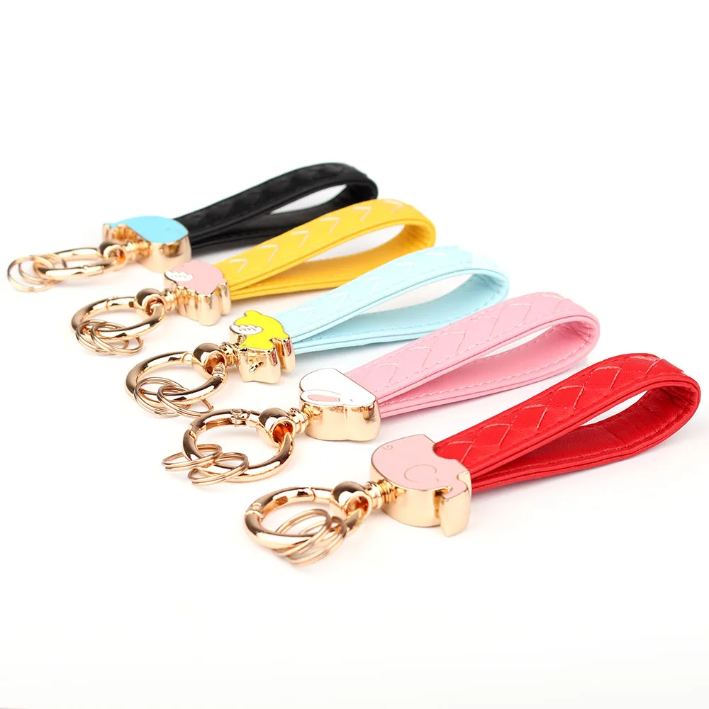 Cute Animal PU leather knitted Rope Keychain Car key chain Key Ring Women Holder | Украшения и аксессуары