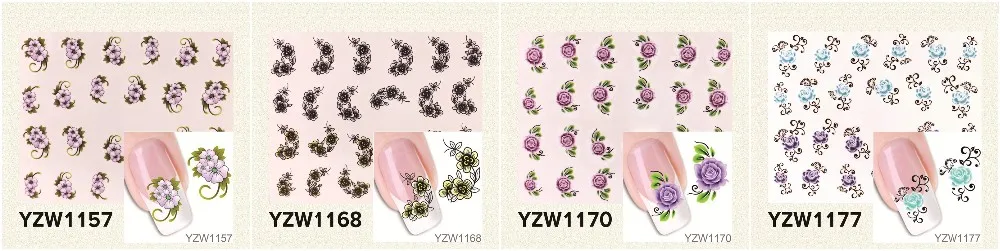 YWK 1 лист топ продаж Золотой цветок наклейки для ногтей красивые 3D наклейки для ногтей