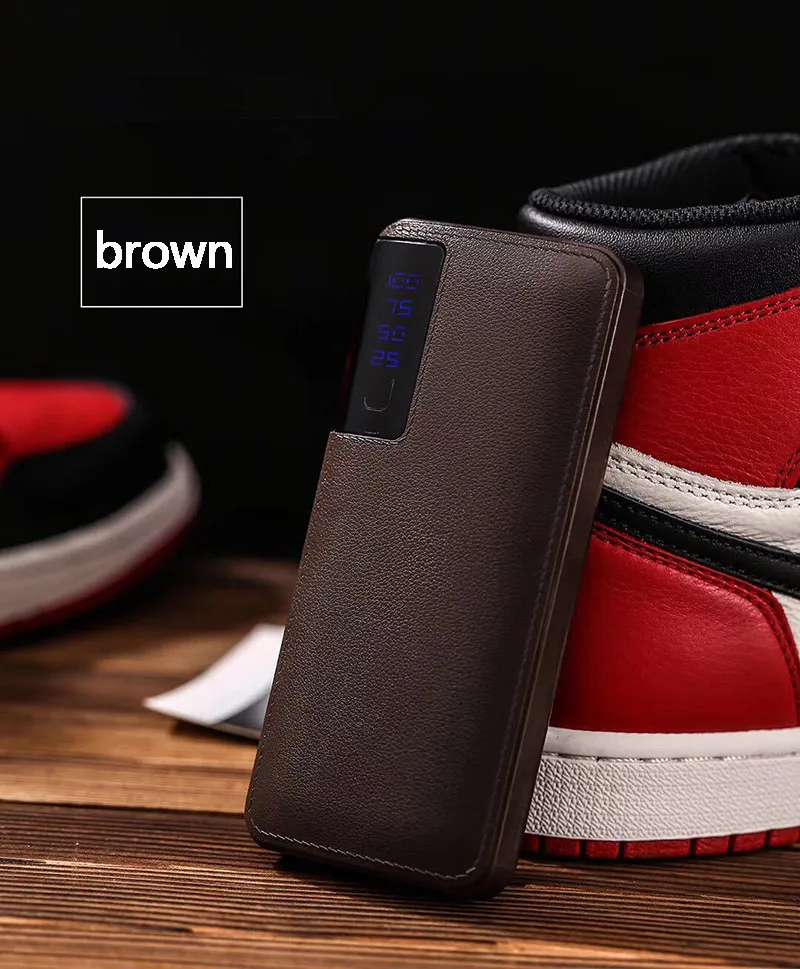 10000 mAh 18650 power Bank кожаная Зарядка сокровище Портативный Мобильный Внешний