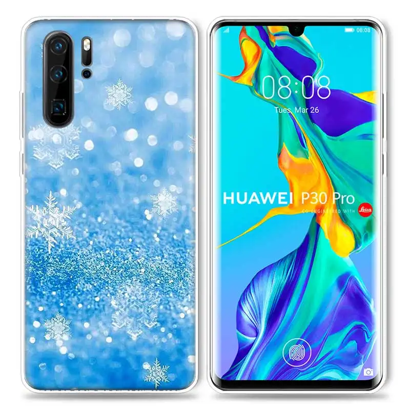 Рождественский чехол со снежинками для huawei P20 P30 P Smart Z Plus P10 P9 P8 mate 10 20 lite Pro Mini силиконовые чехлы для телефона