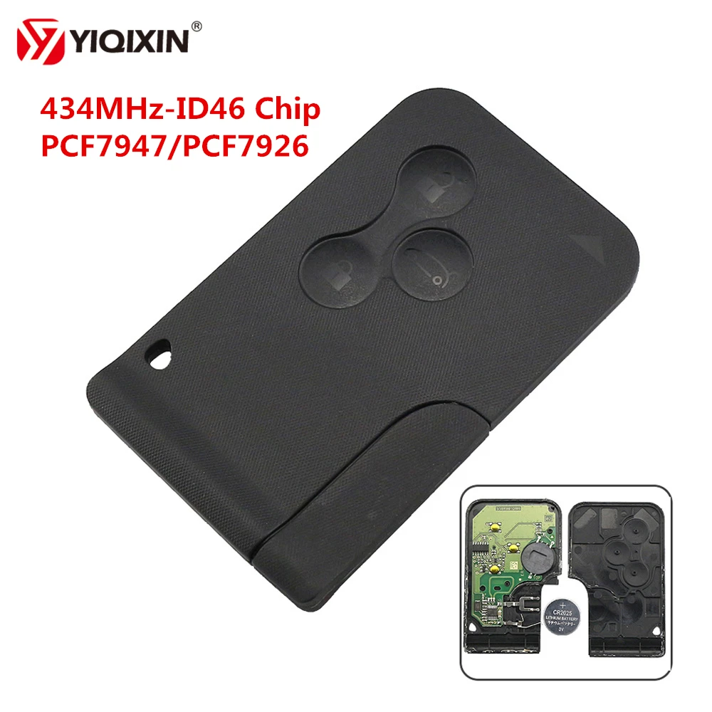 YIQIXIN 3 кнопки смарт-карты ключ 434 МГц ID46 PCF7947/PCF7926 чип для Renault Clio Logan Megane 2 3 Scenic дистанционного ключа автомобиля карты