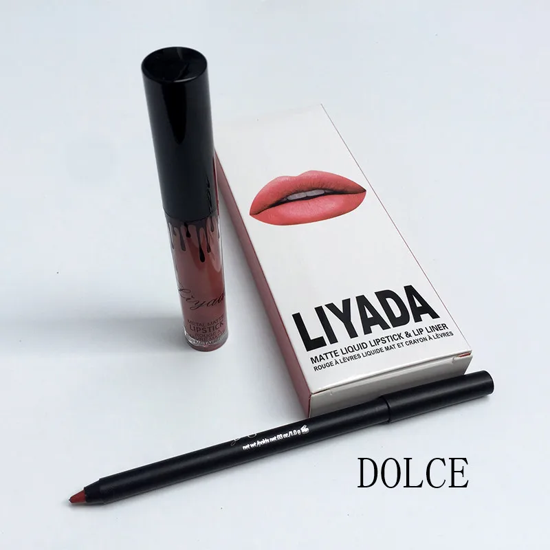 Лидер продаж года liyada Марка жидкая матовая помада комплект Lips Pencil Губы Макияж Lasting Водонепроницаемый Коврики ручка блеск для губ Косметика