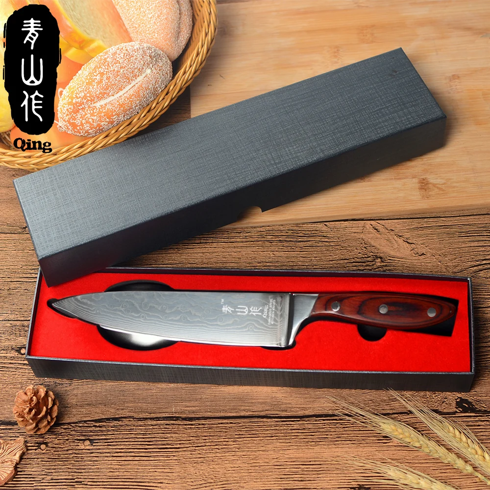 Цин японский дамасский стальной узор кухонные ножи 8 дюймов нож шеф-повара