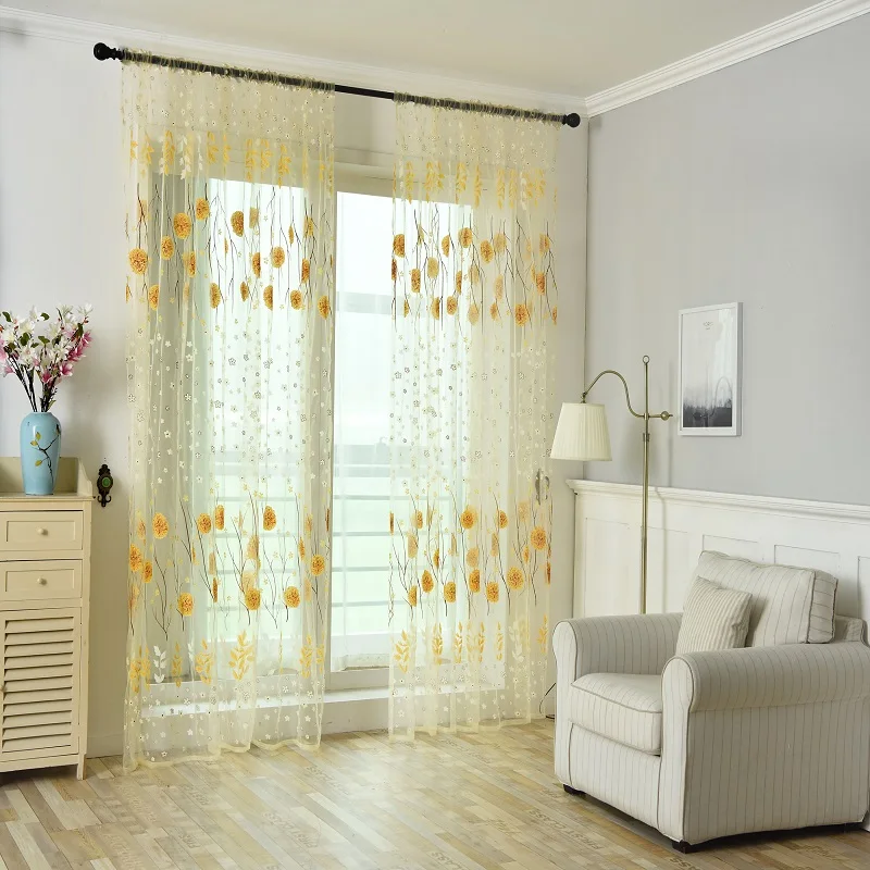 Прекрасные тюлевые шторы с одуванчиком вуаль для окон декоративные тюльпаны в