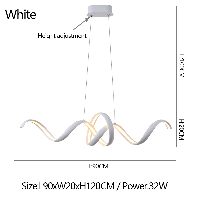 White L90xW20CM Креативный светодиодный алюминиевый скандинавский светильник, светодиодный светильник, современная люстра для гостиной, столовой, светодиодный светильник - Цвет абажура: White L90xW20CM