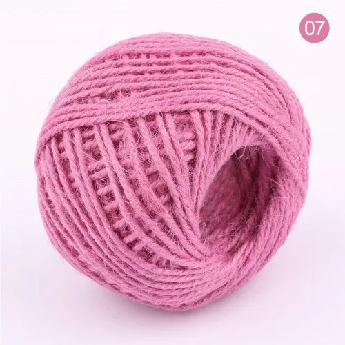 07 Pink 50 м натуральная Мешковина Hessian джутовый шнур-шпагат конопляная веревка 2 мм шпагат в деревенском стиле Подарочные Упаковочные Струны для рождественской вечеринки - Цвет: 07 Pink