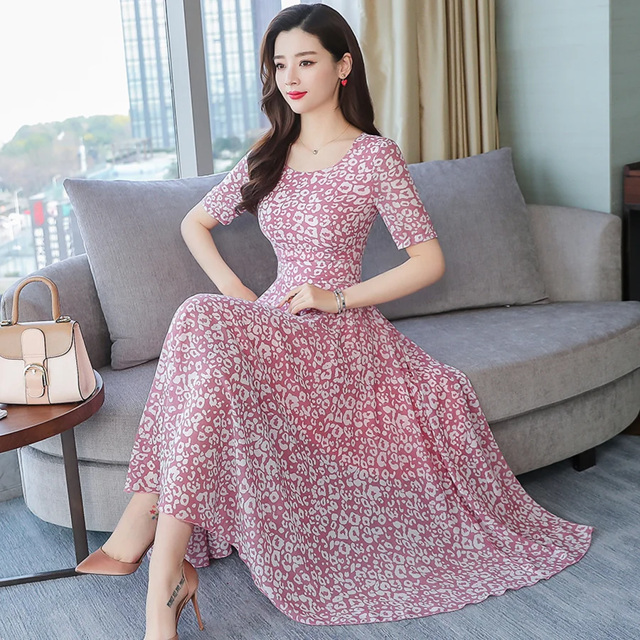 Летнее винтажное Макси платье размера плюс 3XL с принтом в стиле бохо 2019 шифоновое