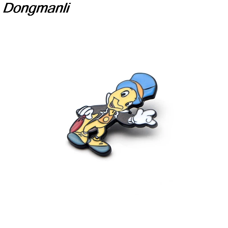 P2725 Dongmanli Jiminy крикет искусство эмаль булавки и броши для женщин мужчин нагрудные значки на рюкзак сумки значок подарки