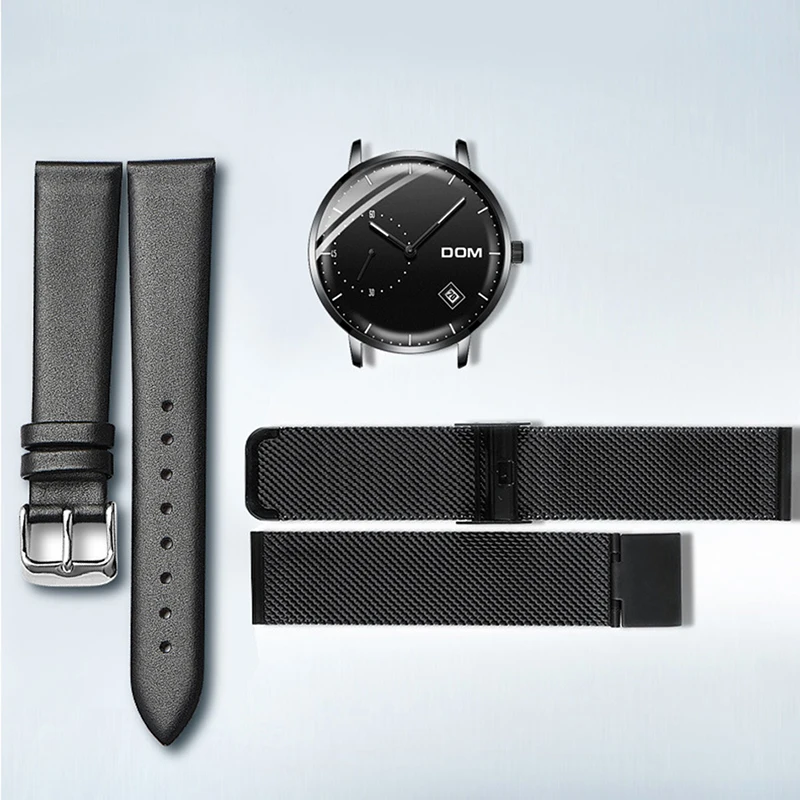 DOM мужские часы Топ Роскошные Аналоговые кварцевые кожаные с металлическим