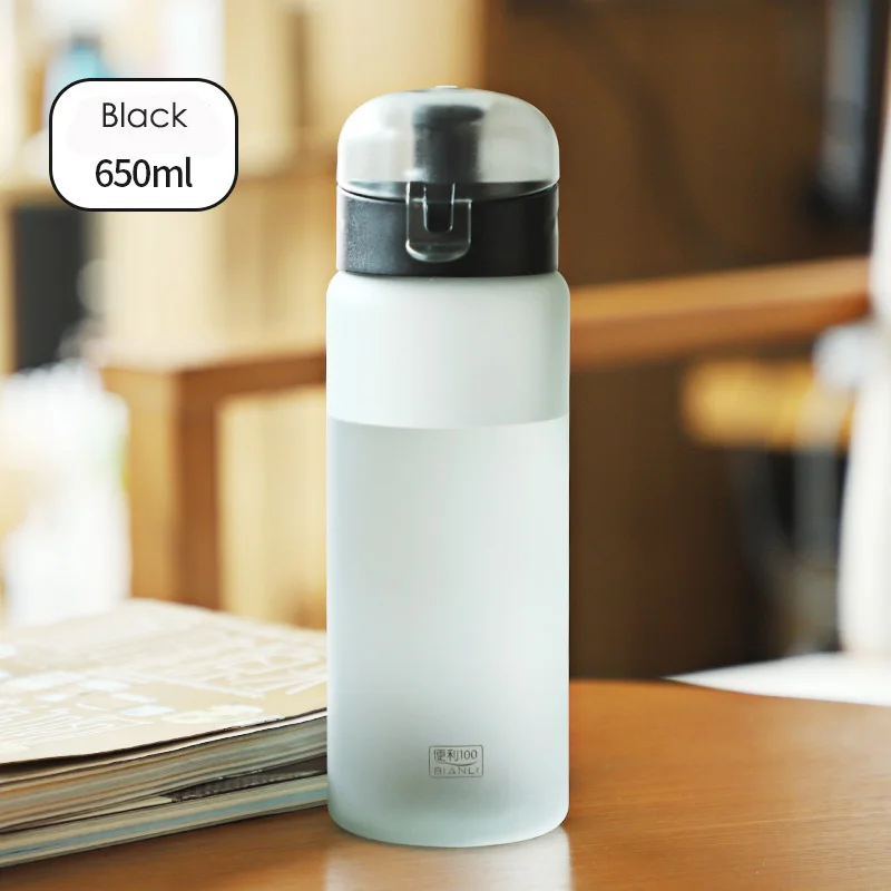 Oneisall бутылка для воды bpa бесплатно соломы Шейкер Бутылка спортивная для Портативный Пеший Туризм лагерь альпинизм тур Открытый 650 мл пивная кружка для воды бутылки - Цвет: Black