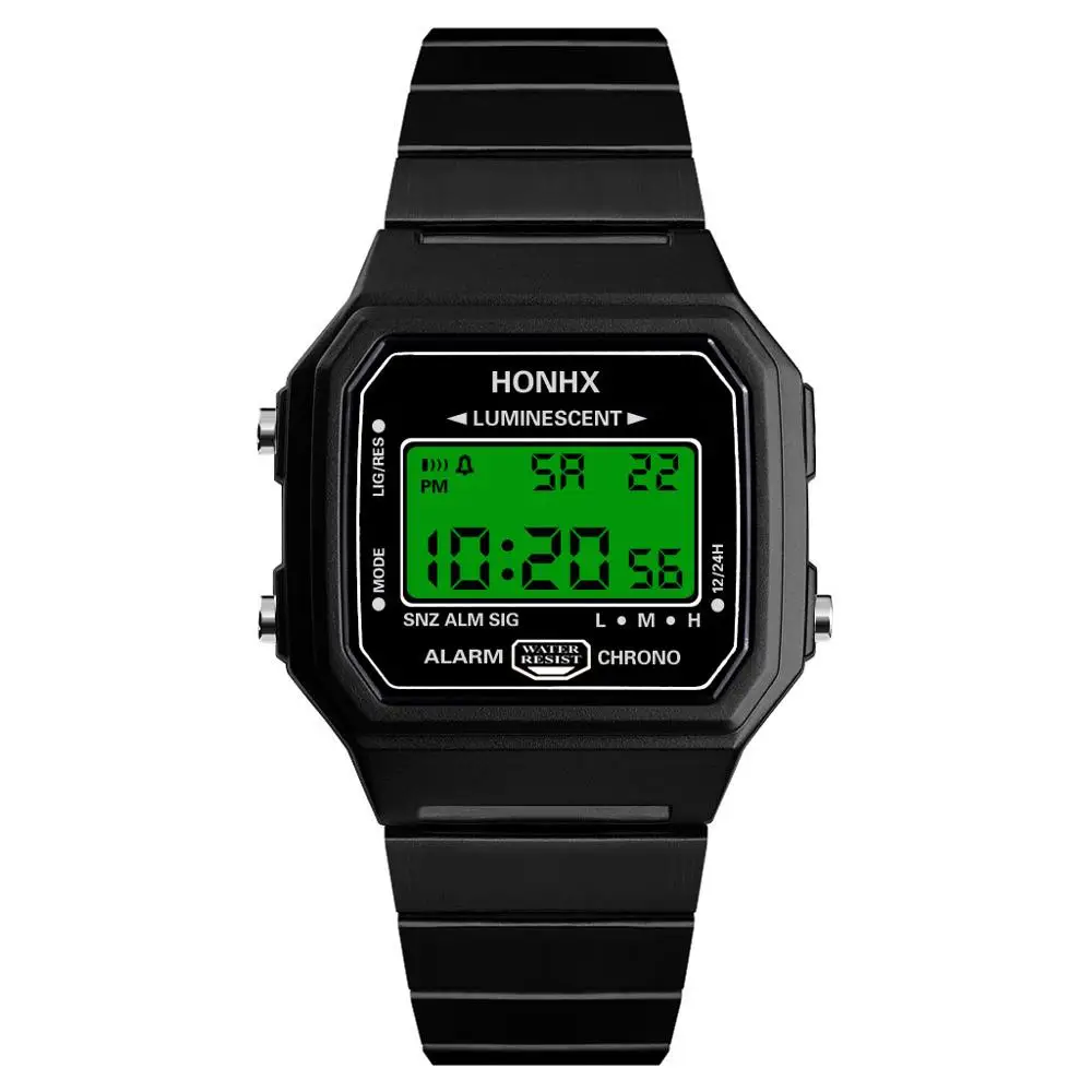Black Honhx Mens часы светодиодный цифровой экран наручные Дата спортивные часы для мужчин женщин унисекс для мальчиков и девочек подарок для детей часы Relogio Masculino Q - Цвет: Black