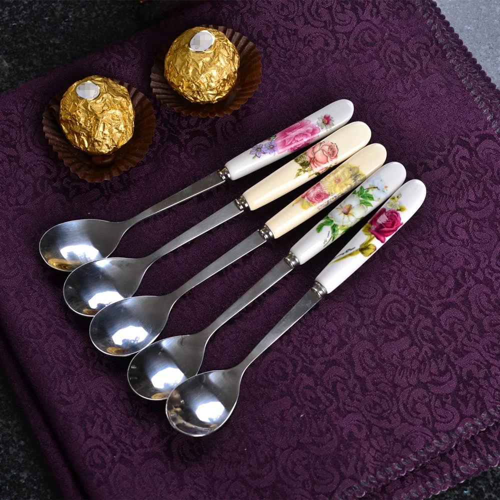 Керамические Длинные ручки ковша 2 шт. инструменты для приправ столовые приборы