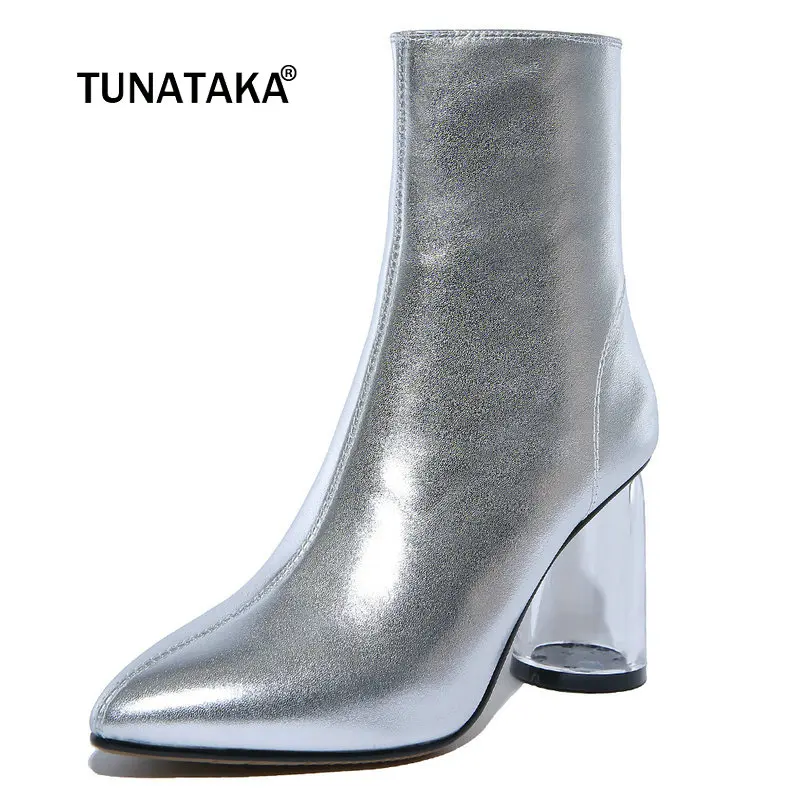 Женские ботильоны из натуральной кожи на толстом высоком каблуке Модные женские