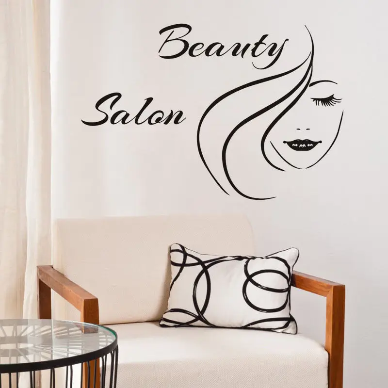 

Плакат красивой девушки с длинными волосами, художественные наклейки, обои, водонепроницаемые виниловые наклейки на стену для салона красоты ZA550