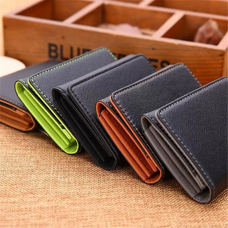 

Fashion Patchwork Wallets Fashion Pu Leather Wallets Men Card Holder Minimalist Brand Designer Bags For Men