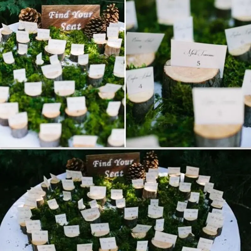 10 шт. винтажная деревянная свадьба имя место держатель для карт свадебные фото