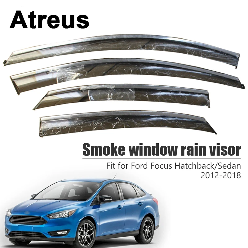 

Atreus для Ford Focus хэтчбек седан 2012 2013 2014 2015 2016 2017 2018 Черный Автомобильный Дверь Окно Солнцезащитный козырек ветрозащитные дефлекторы экран