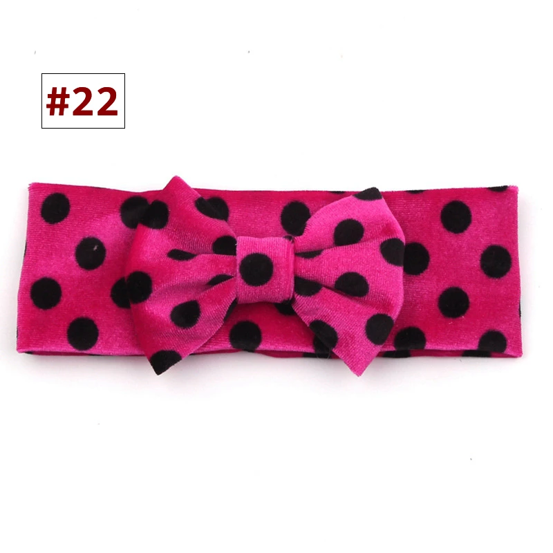 Детские Бархатные повязки на голову для девочек одноцветные волос в горошек с