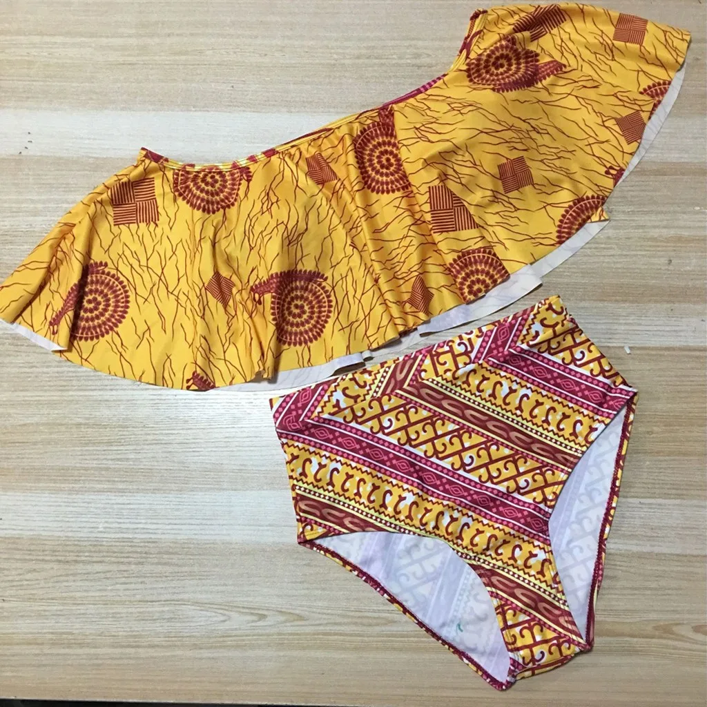 Бикини 2020 сексуальный женский раздельный купальник с цветочным принтом лист