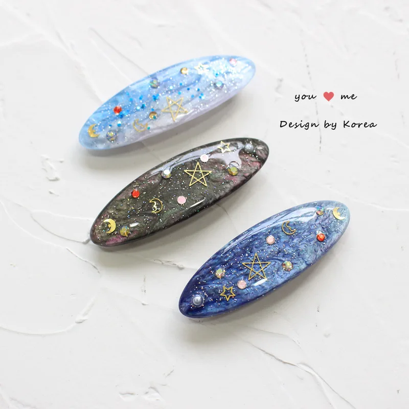 Ins/корейский стиль Блестящие Блестки Винтажная заколка для волос милые синий