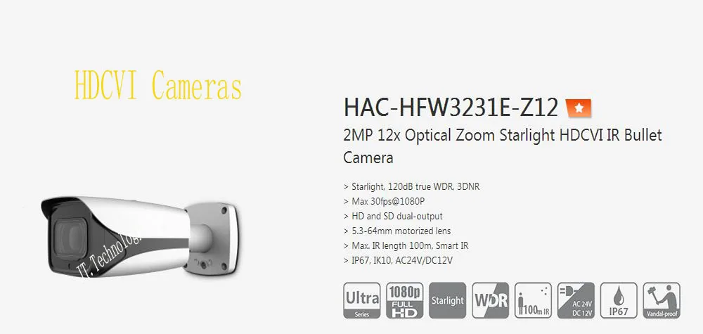 В наличии dahua Бесплатная доставка безопасности Камера CCTV 2MP 12x Оптический зум