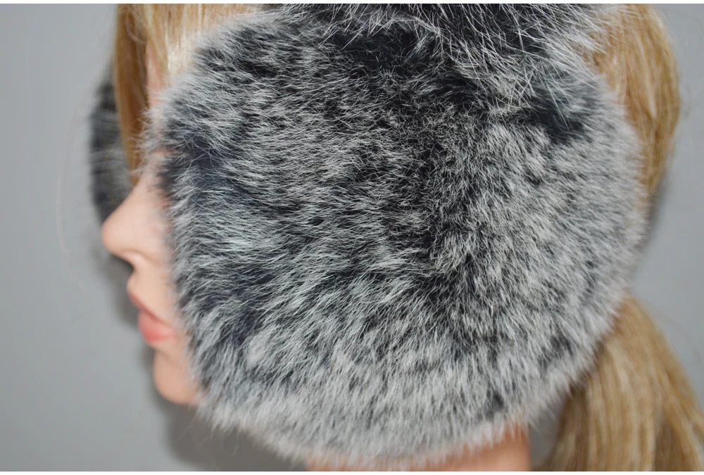 New Style Women Natural Real Fox Fur Earmuffs Plush Winter Warm Big Fox Fur Ear Muffs Girls Luxury Fox Fur Earmuff