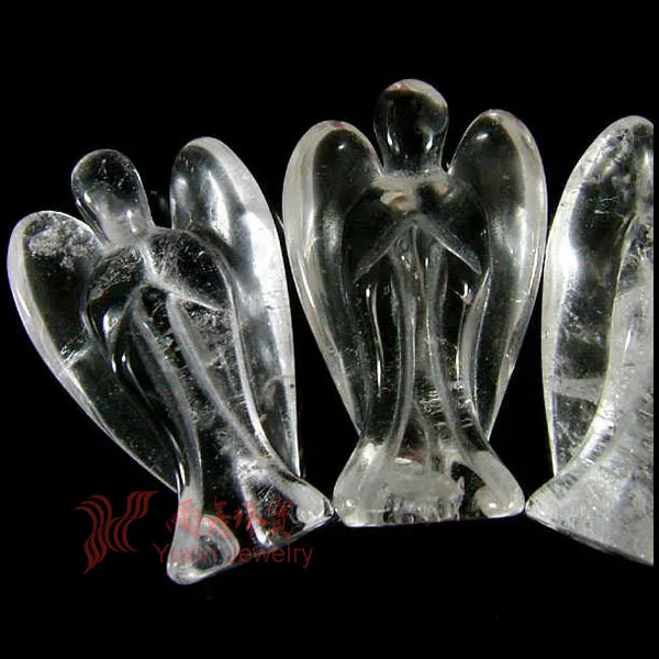 

20pcs New Arrival !!! Fashion Beautiful White Rock Crystal Angel Charms Statue Carved Angel Figurine With Wing Pendant Pendants