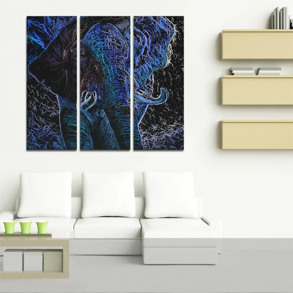 Abstract Elephant Painting Digital Prints on Canvas Modern Living Room Bed Decorative Animal Giclee Printing Non-frame | Дом и сад