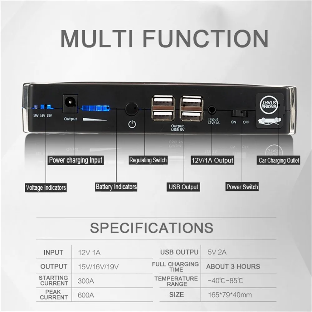 Черный красный 68800mAh многофункциональный автомобильный стартер аварийное зарядное устройство бустер банк питания батарея SOS освещение