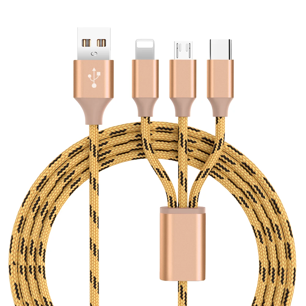 3 в 1 Micro USB Type C 8 Pin зарядный кабель для iPhone 12 11 Pro X Samsung Galaxy S9 телефона 2 м шнур
