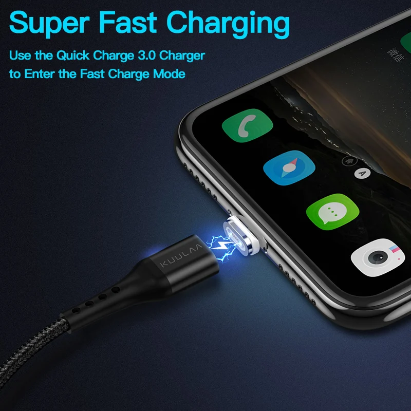 KUULAA Магнитный кабель type-C USB Быстрая Зарядка адаптер для samsung Xiaomi Mi 8 9 huawei зарядное