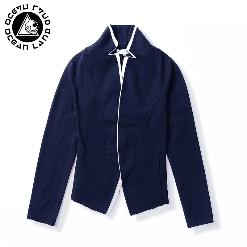 Океан земли 2017 Новая мода двойной воротник блейзер рабочих оборками