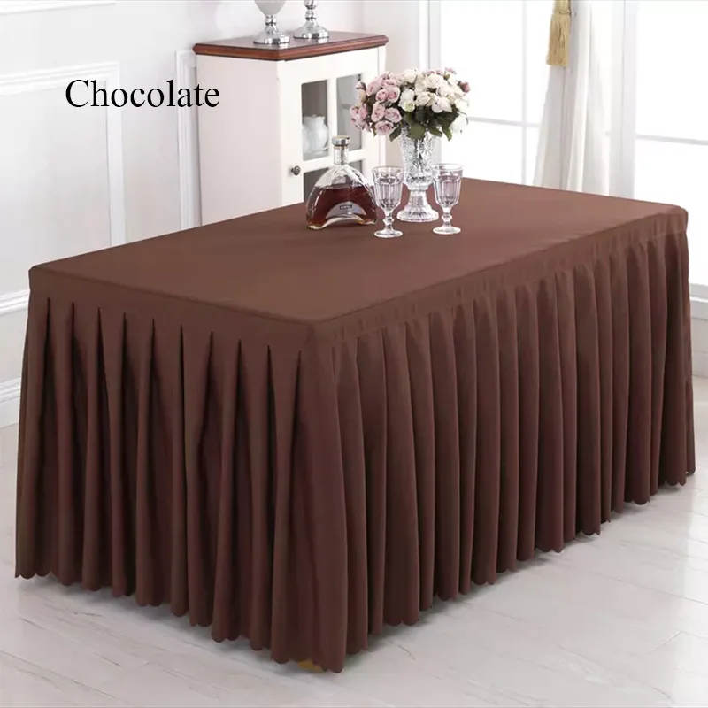 Chocolate 1 шт., роскошная скатерть из полиэстера, овальная белая плиссированная скатерть для свадебной вечеринки, вечеринки, встречи, декора, отельный настольный, юбка - Цвет: Chocolate