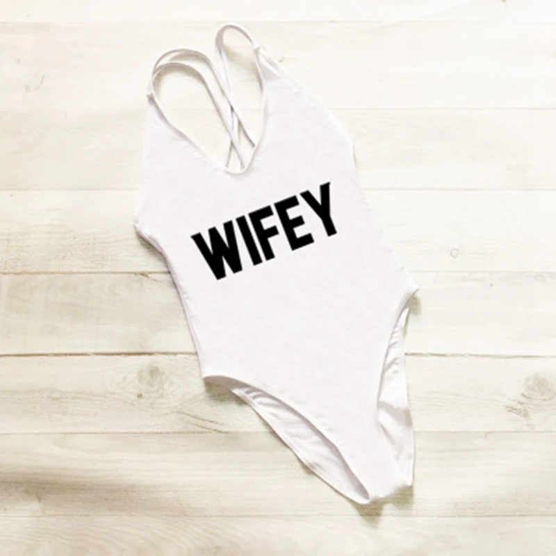 WIFEY, сексуальный купальник, женская одежда для плавания, Цельный боди, пуш-ап, монокини, Холтер, крест, купальный костюм, одежда для плавания, женская пляжная одежда