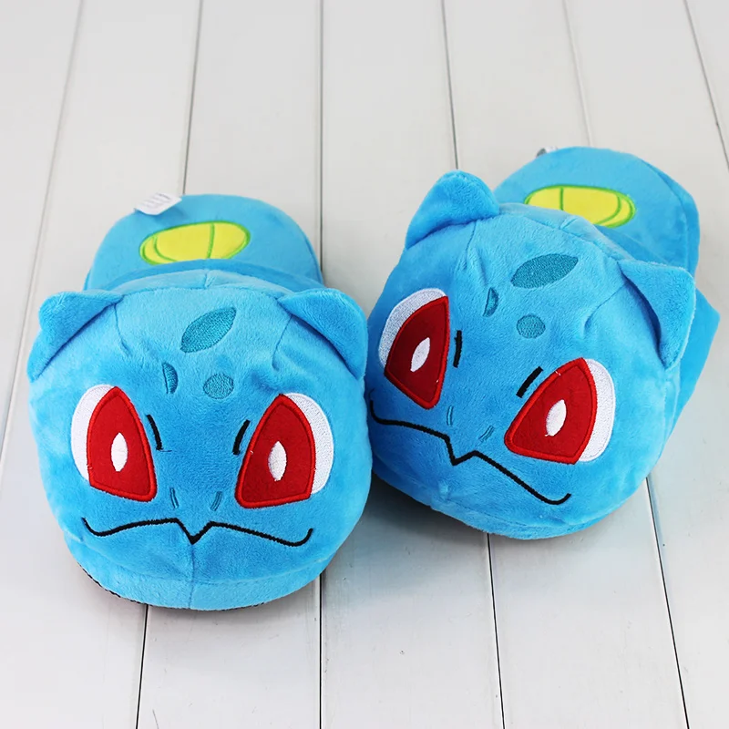 27 см аниме плюшевые тапочки Bulbasaur зимняя теплая Домашняя обувь для взрослых