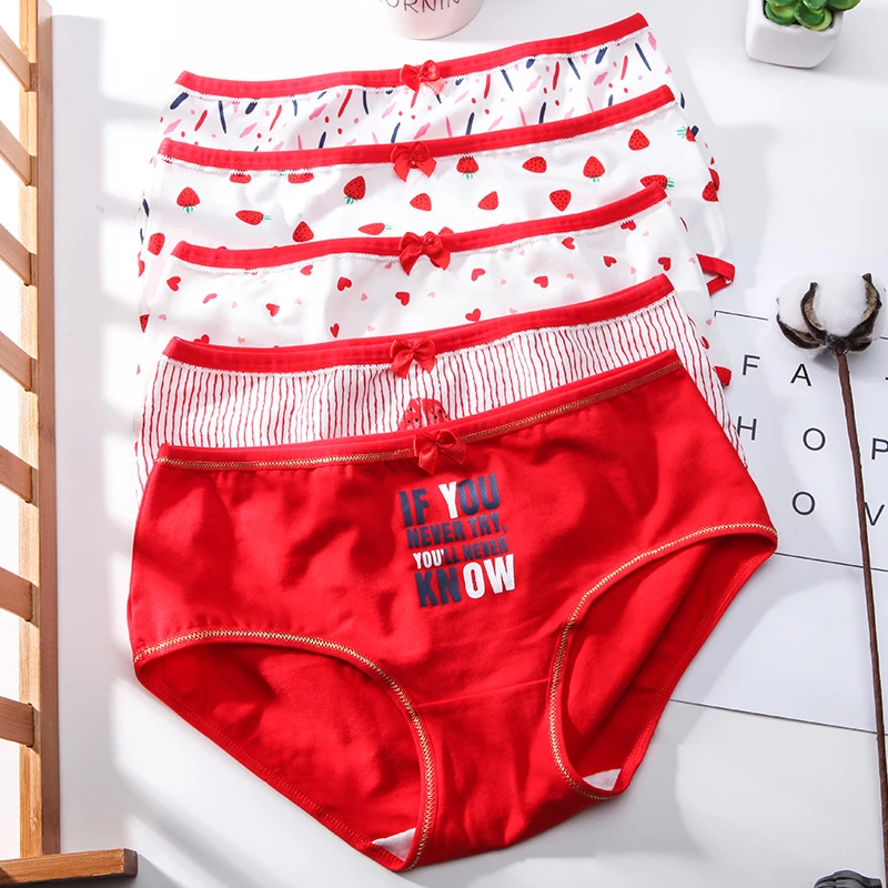 5 шт./лот Lucky Red женские трусики сексуальное хлопковое мягкое нижнее белье