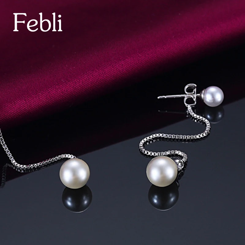 Febli Simple Tassel Earrings Gold Color Simulated Pearl Charm Long Drop And Elegant | Украшения и аксессуары