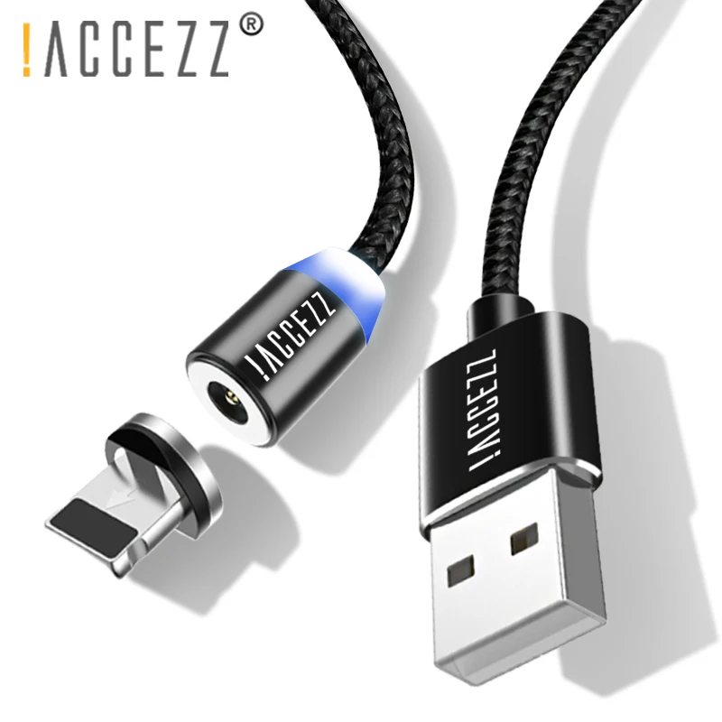 ! ACCEZZ светодиодный магнитный USB кабель Lighting Micro Type C для Samsung S9 S8 S7 S6 универсальные