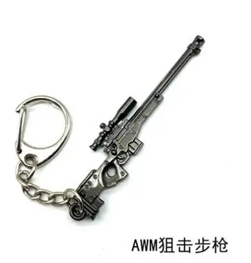 PUBG Косплей Костюм брелок Подвижный шлем рюкзак Pan сплав модель брелок llaveros 98K AWM Мини Подвеска llaveros игрушечный пистолет - Цвет: AWM
