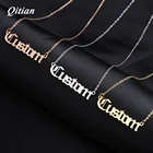 Ожерелье с именной табличкой на английском языке, позолоченный чокер из нержавеющей стали 18 карат, индивидуальная Женская цепочка