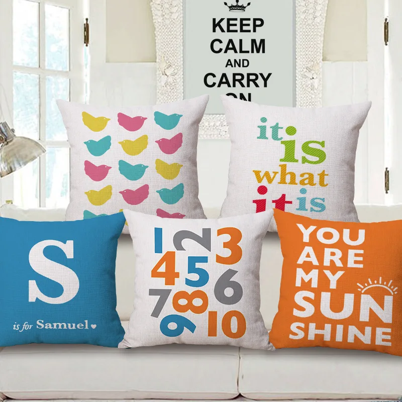 Высококачественный модный чехол для диванной подушки с надписью и цифрами