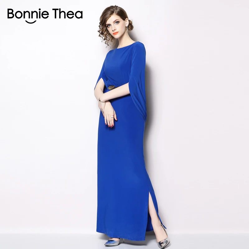 Женское вечернее платье-макси Bonnie Thea синее элегантное винтажное длинное