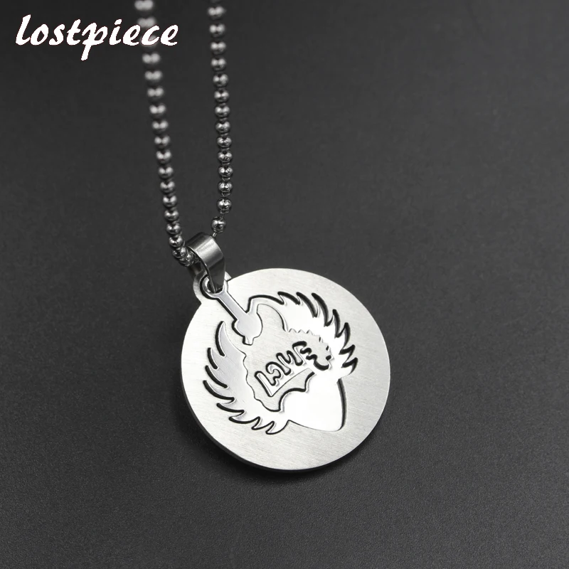 Lostpiece 2018 Новый Серебряный Цвет Нержавеющая сталь крыла ангела кулон сердце