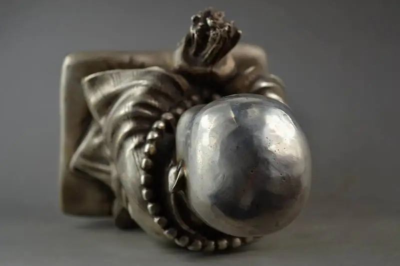 

Miao Silver Carve monk Little Buddha Sincerity Pray Wishes Come True Lucky Big Statue