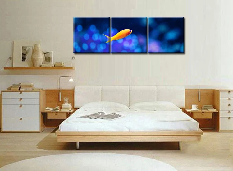 3 шт. wall art фотографии желтые Рыба животное холст картины для детей украшение